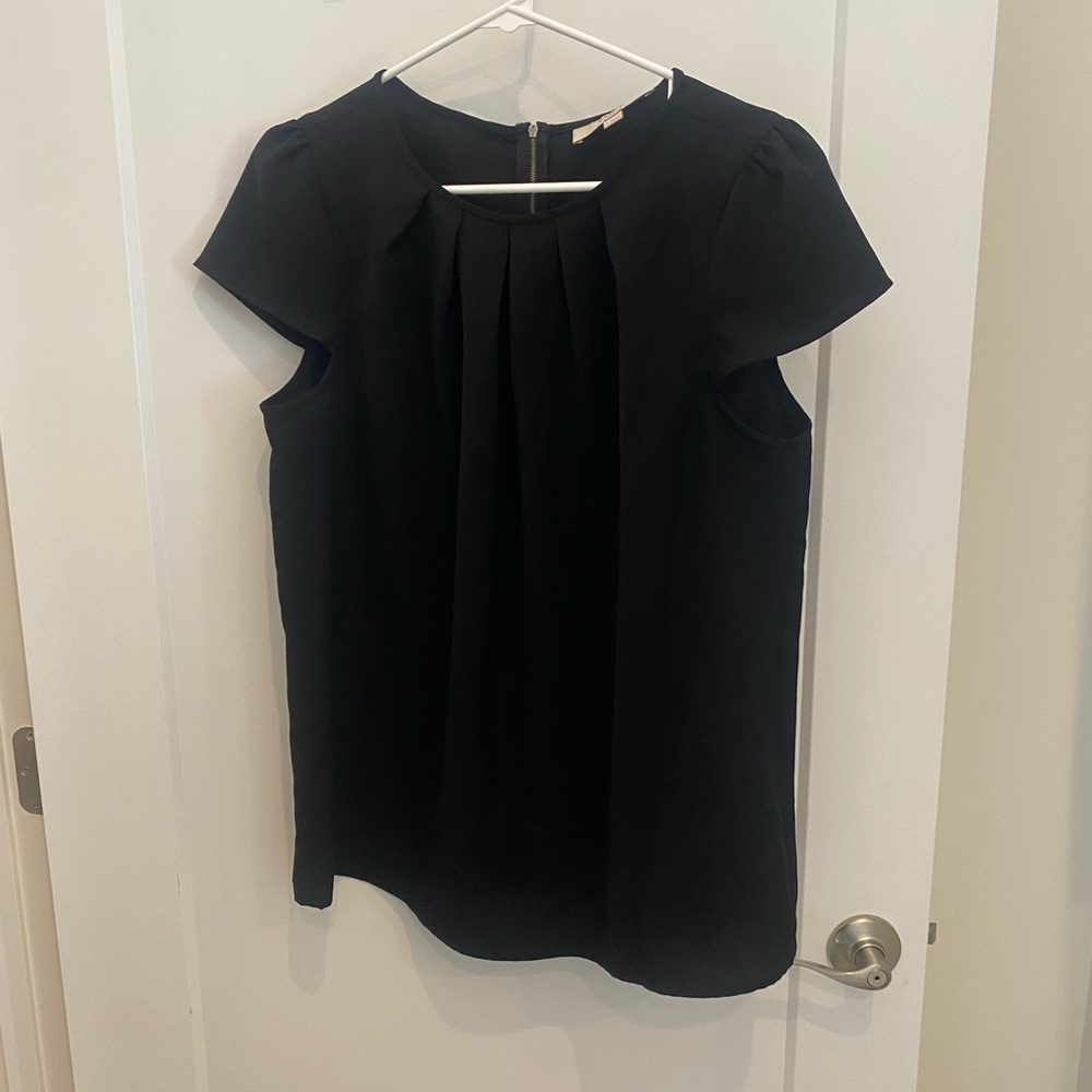 LOFT Black Pleated Blouse